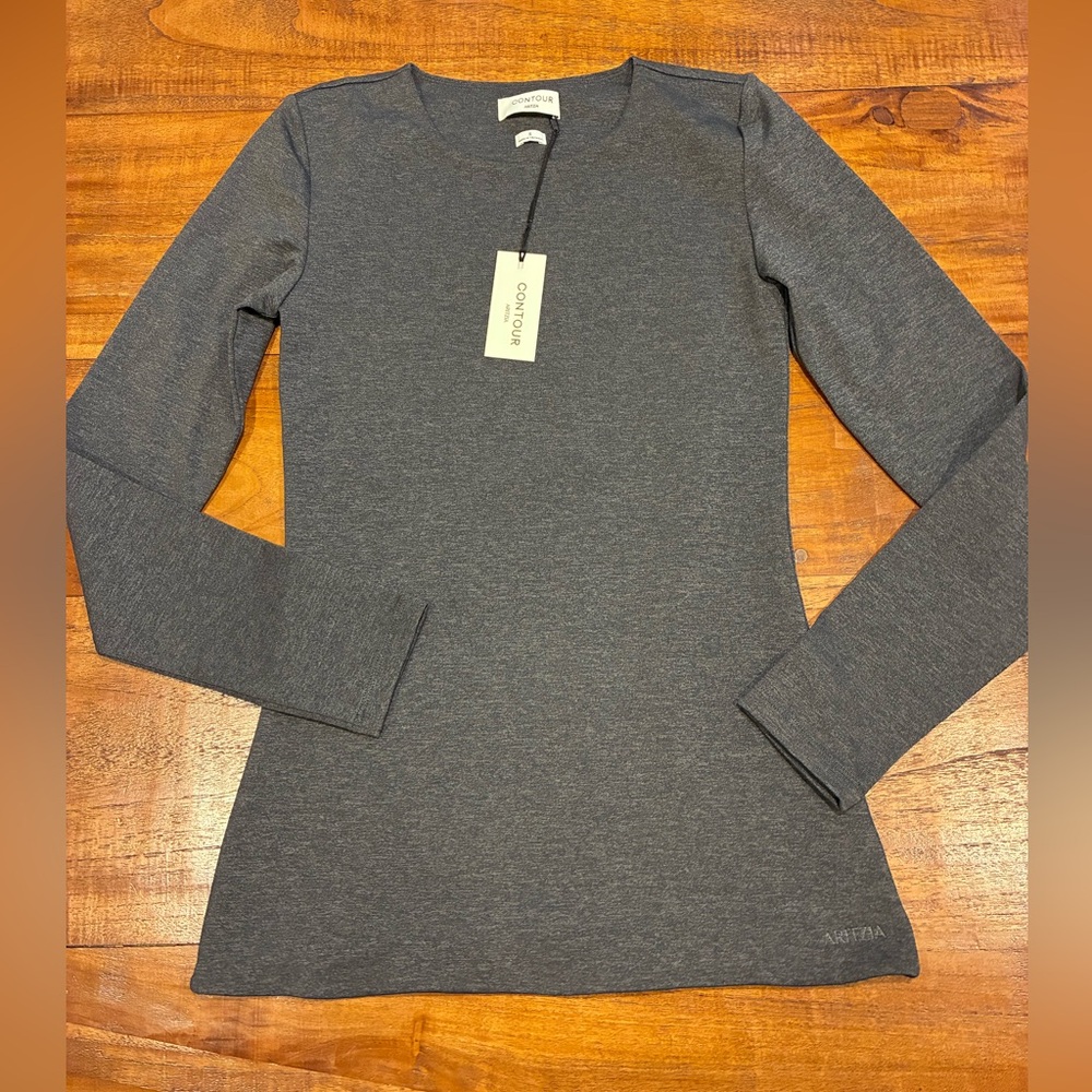 NWT Aritzia Original Contour Crew Longsleeve Heathered Charcoal Size Small